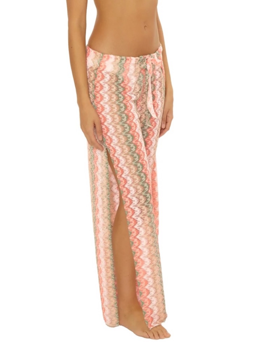 Becca Open Leg Zigzag Cover Up Swim Pants Orange Size Large/X-Large